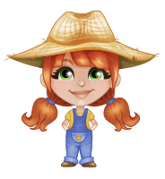 Cute Little Kid with Farm Hat Cartoon Vector Character AKA Mary